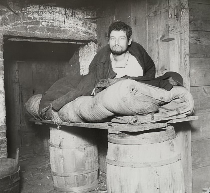 "Slept in that cellar four years," circa 1891.