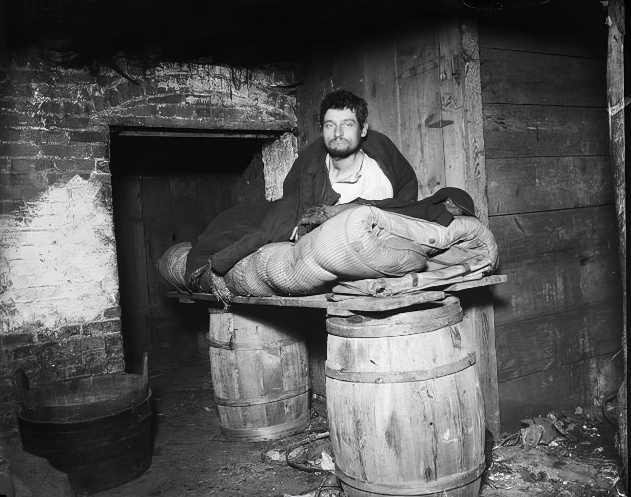 "Slept in that cellar four years," circa 1891.