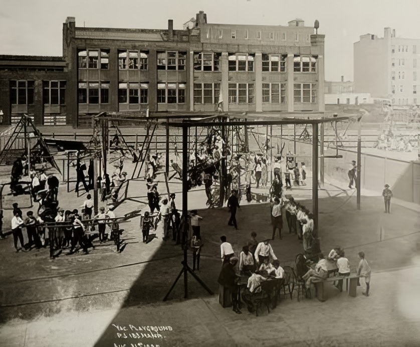 A boy's yard at a vacation playground at Public School 183, Manhattan, 1905.