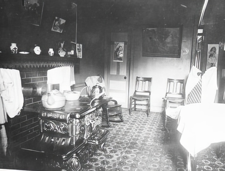 A kitchen in Mr. White's Riverside Tenements, Brooklyn, 1900.