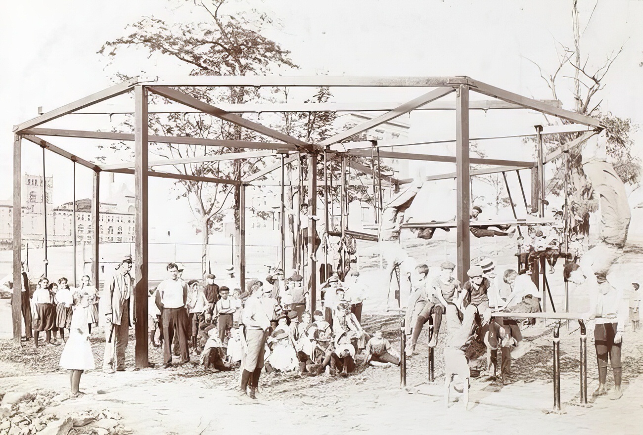 School children in a playground, 1900.