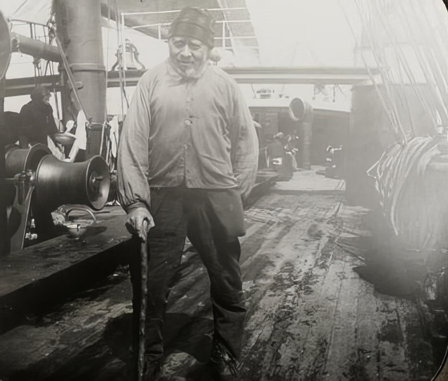 A passenger on a boat, 1900.