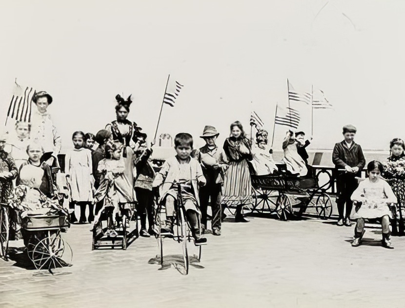 Children in a playground on Ellis Island, 1900.