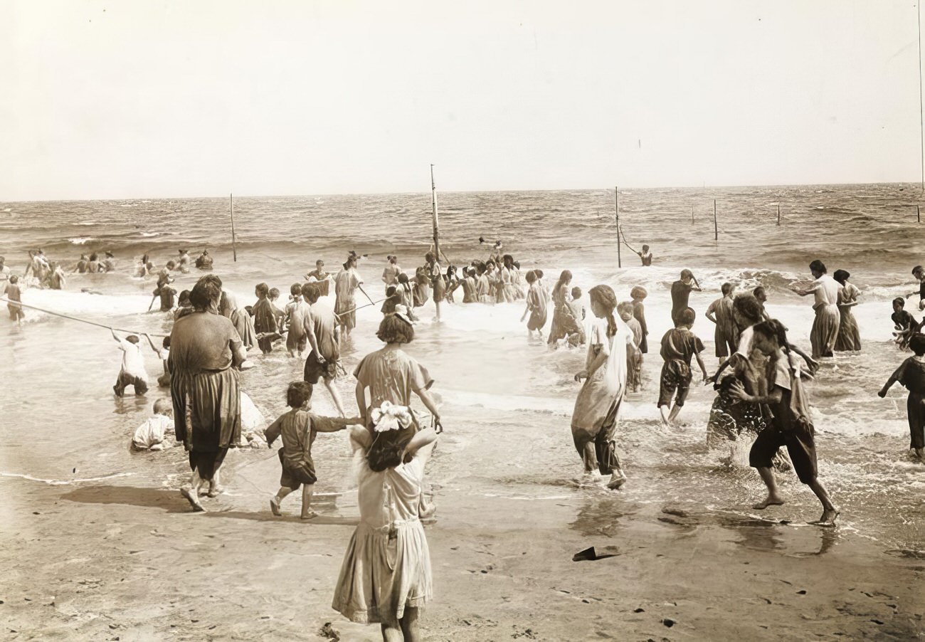 On the beach at Sea Breeze, 1890s.