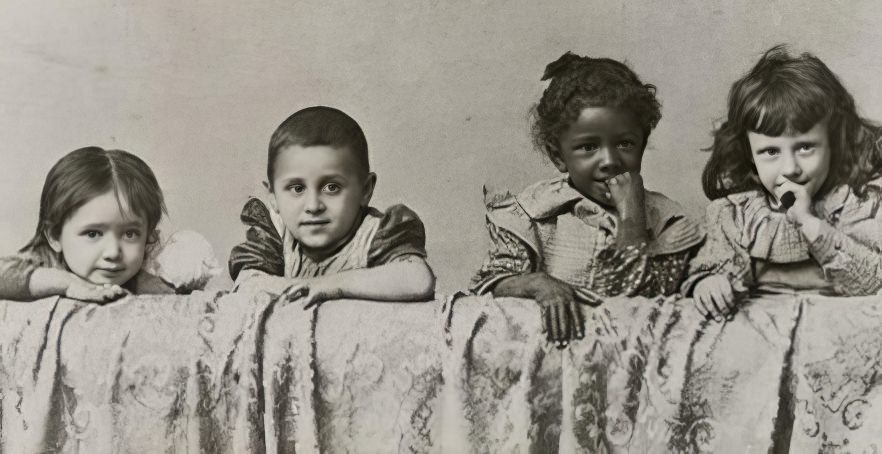 A group of kindergarten children, 1900.