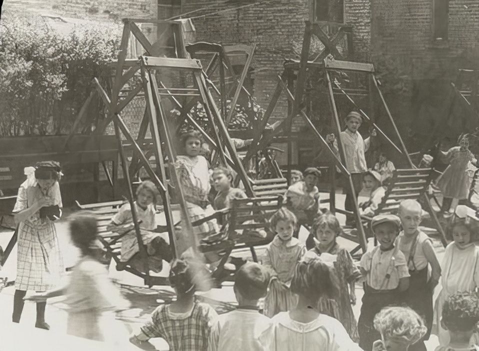 School children in a playground, 1900.