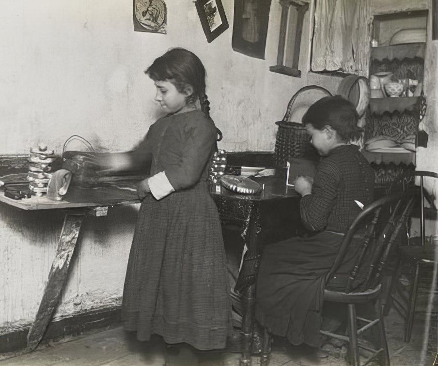 "Little Susie at Her Work," Gotham Court, 1890s.