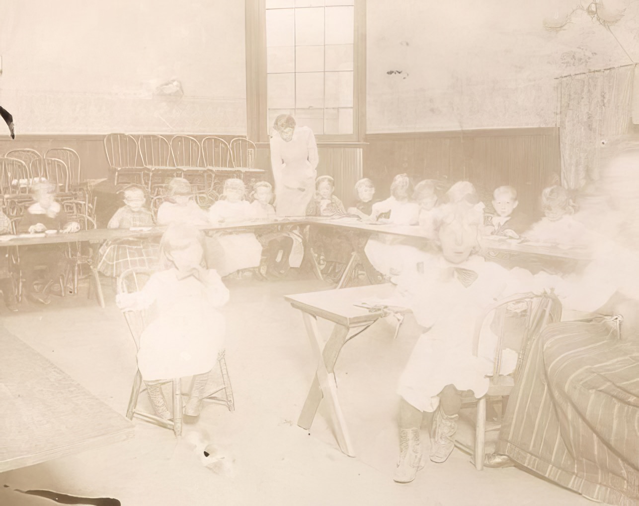 Children in a New York Kindergarten Association school, 1890s.