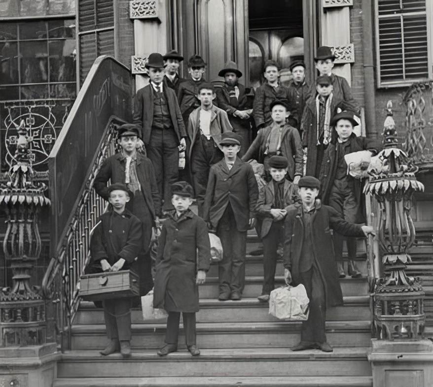 Children leaving for the west, 1890s.