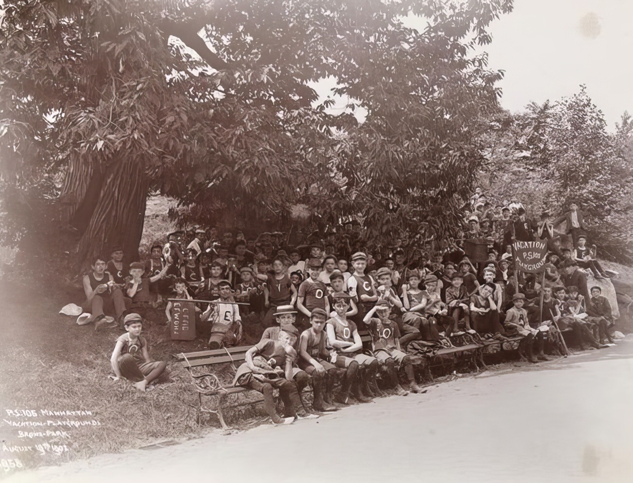 Public School 105 vacation playground, Bronx Park, 1902.