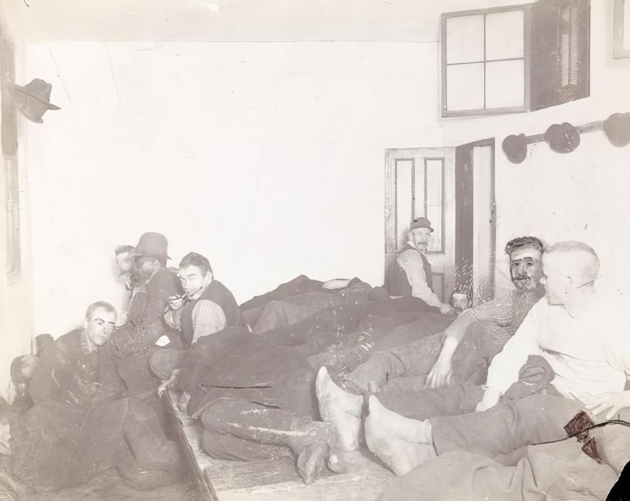 A police station lodging room, 1890s.