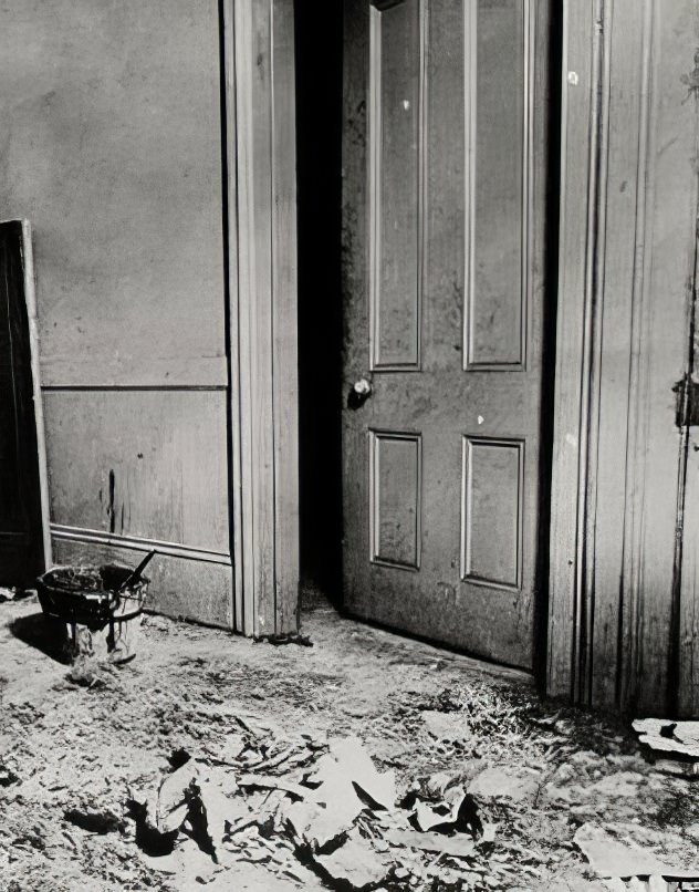 A dirty tenement hallway, 1890s.