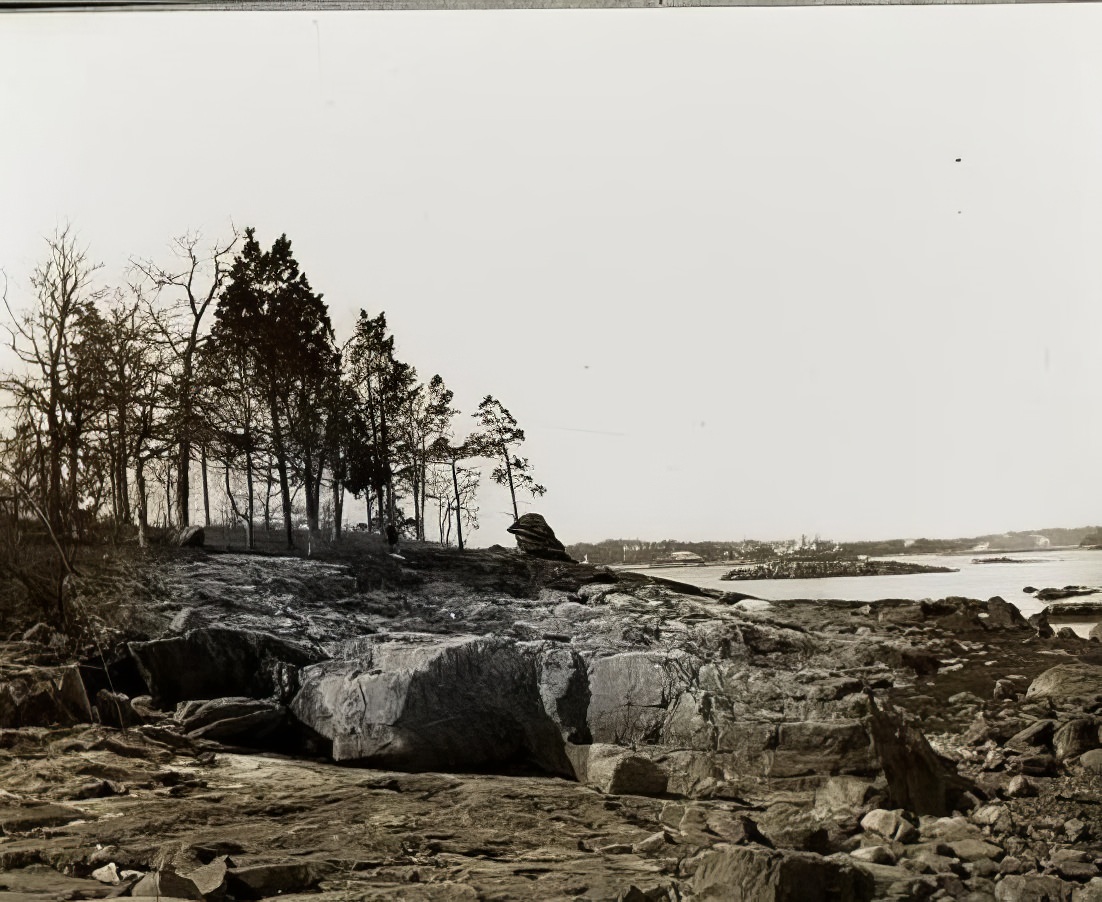 A rocky beach, 1900.