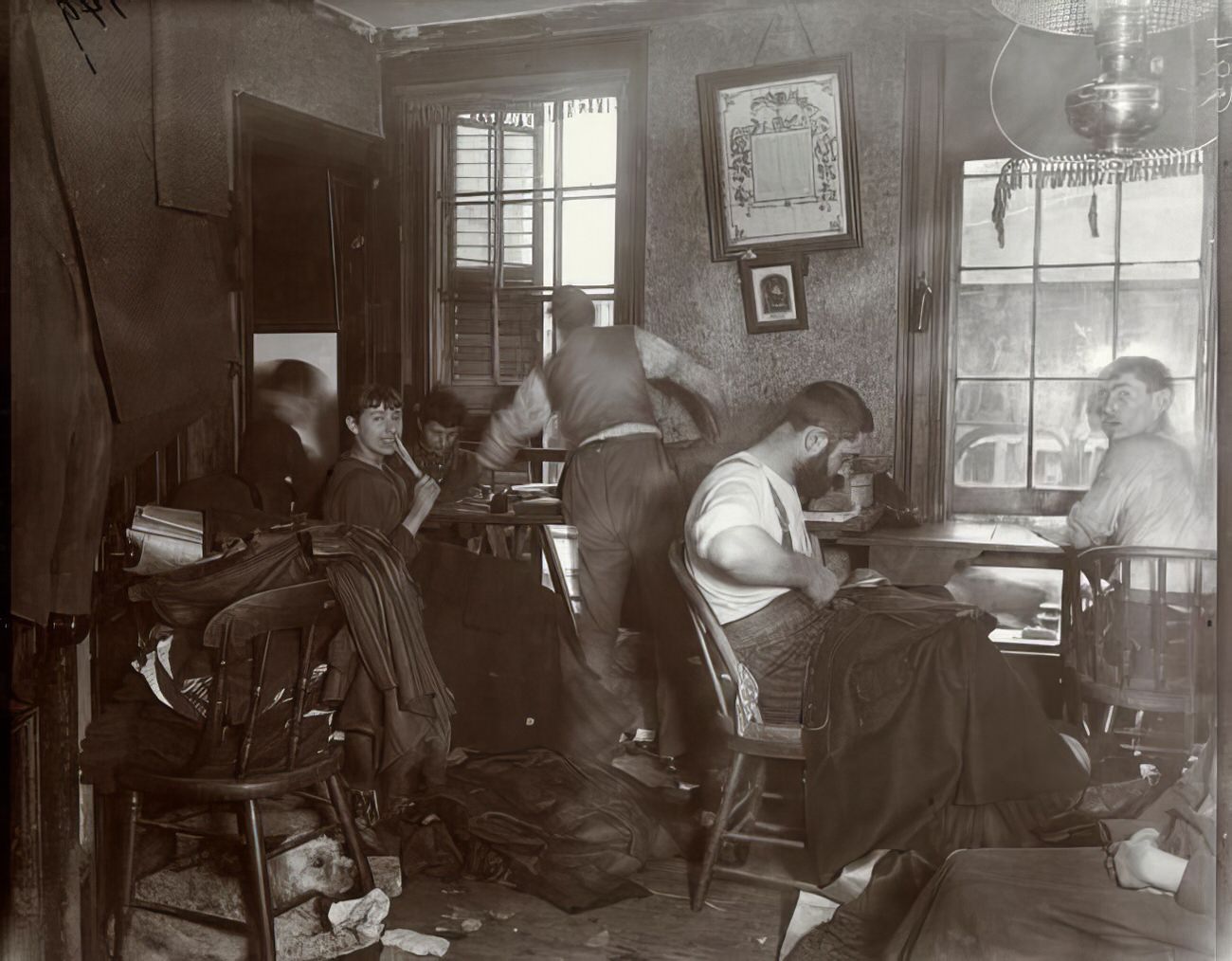 "Knee-pants" at a Ludlow Street sweater shop, 1890s.