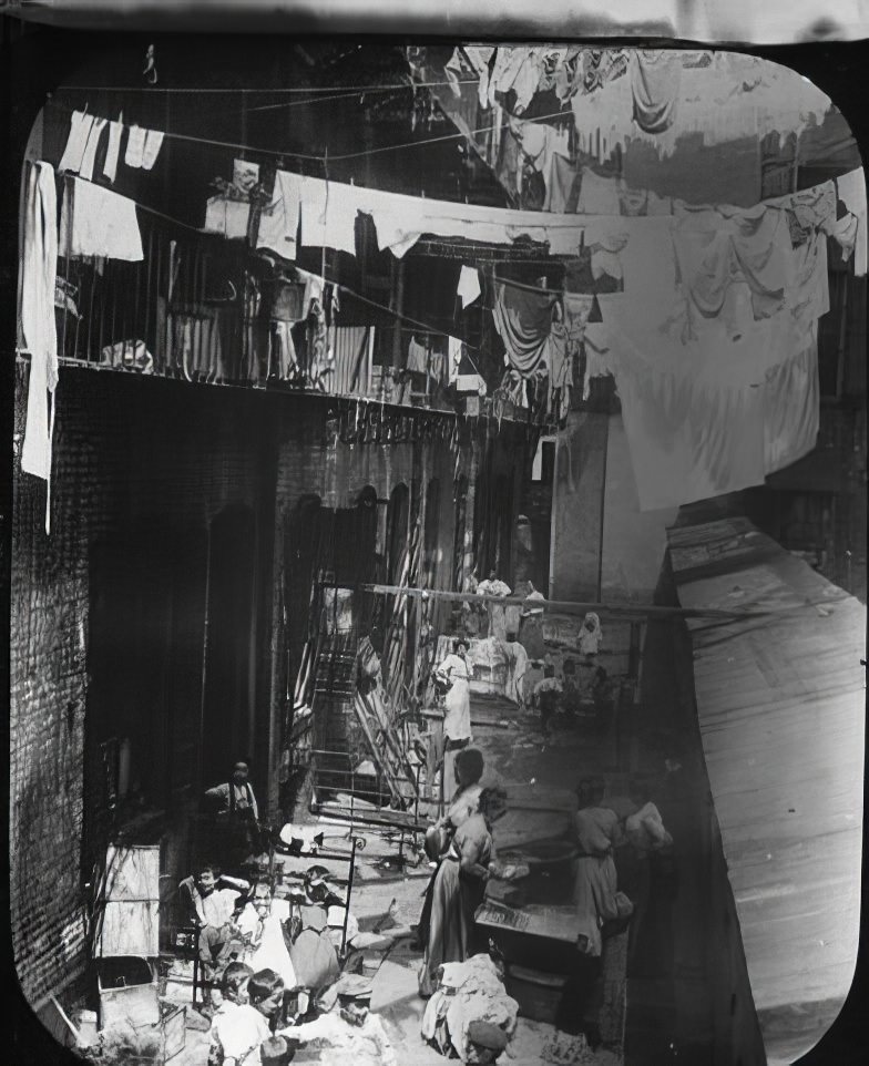 Tenement house yard, 1891.