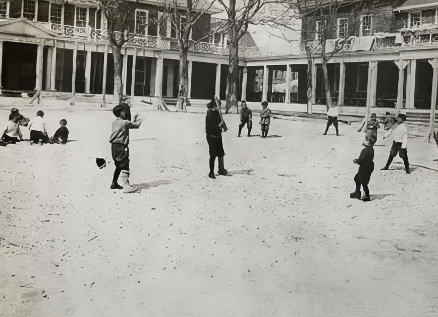 Organized Charity: Children at Sea Breeze at play, 1895.