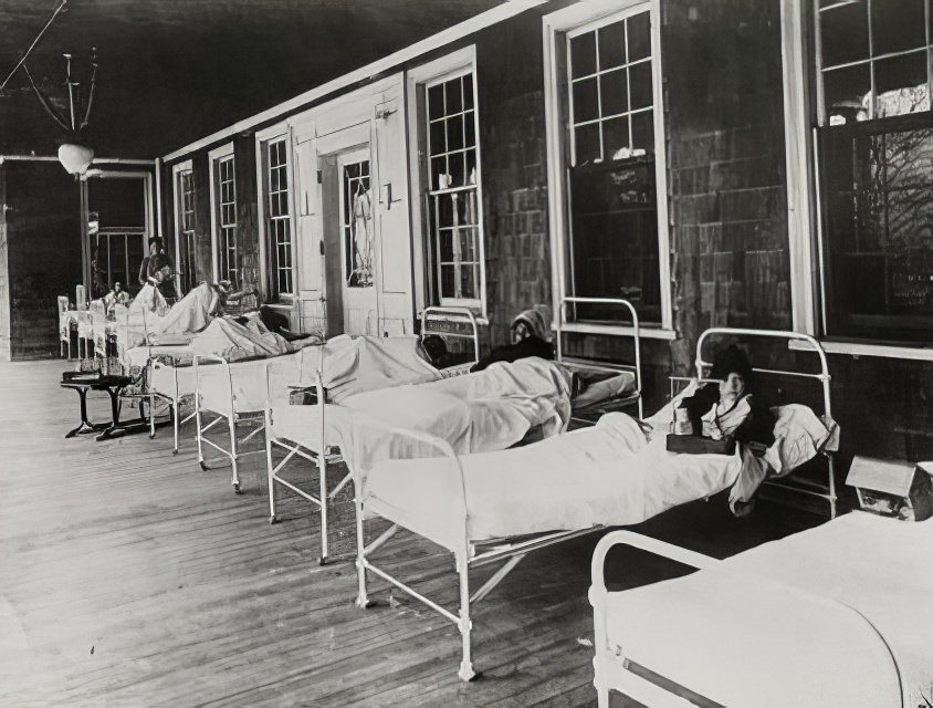 Organized Charity: Children resting in Outside Infirmary, 1891.