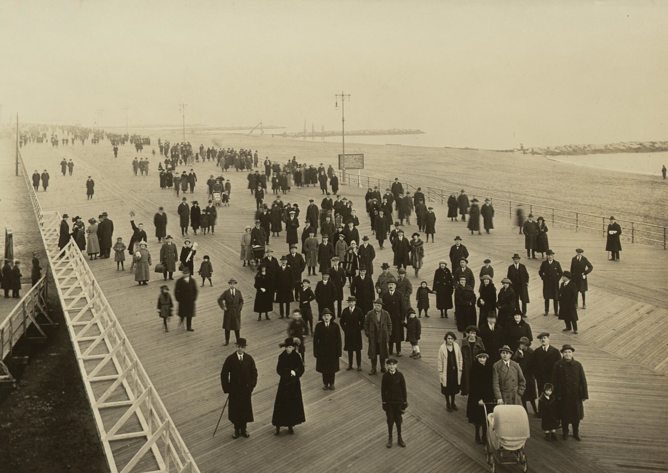 Scene on the Boardwalk After Opening Looking East From West 10th Street, 1922