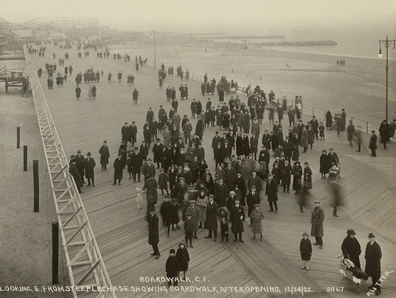 Looking East From Steeplechase Showing Boardwalk After Opening, 1922