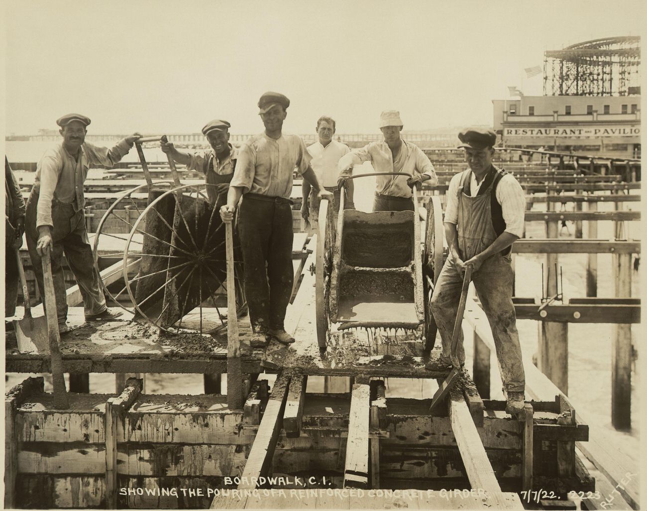 General View Showing Pouring of a Reinforced Concrete Girder, 1922