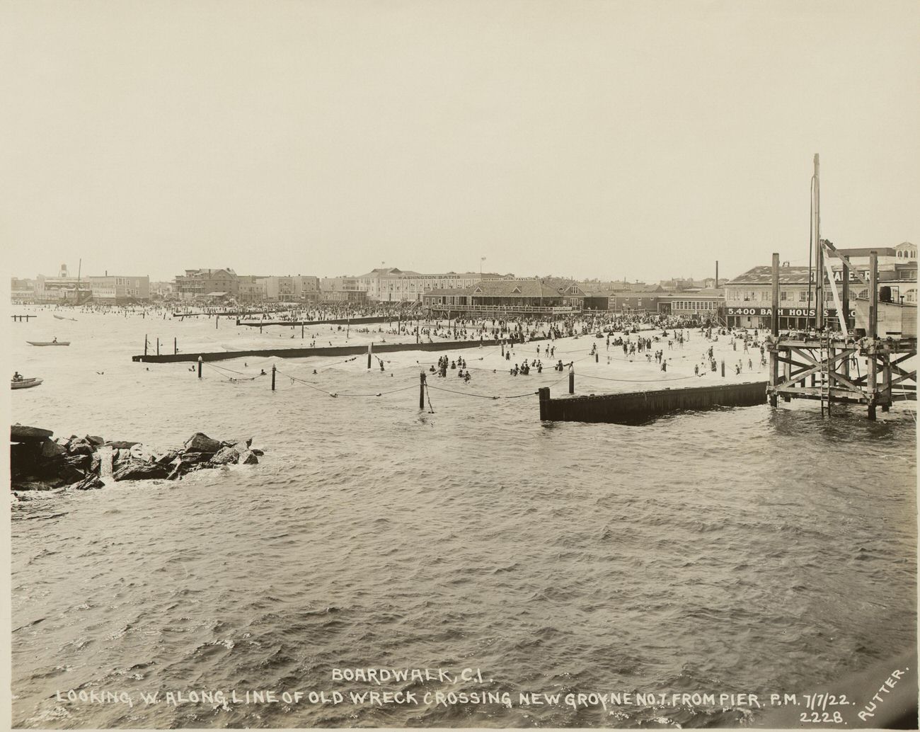 Looking West Along Line of Old Wreck Crossing From Pier, 1922