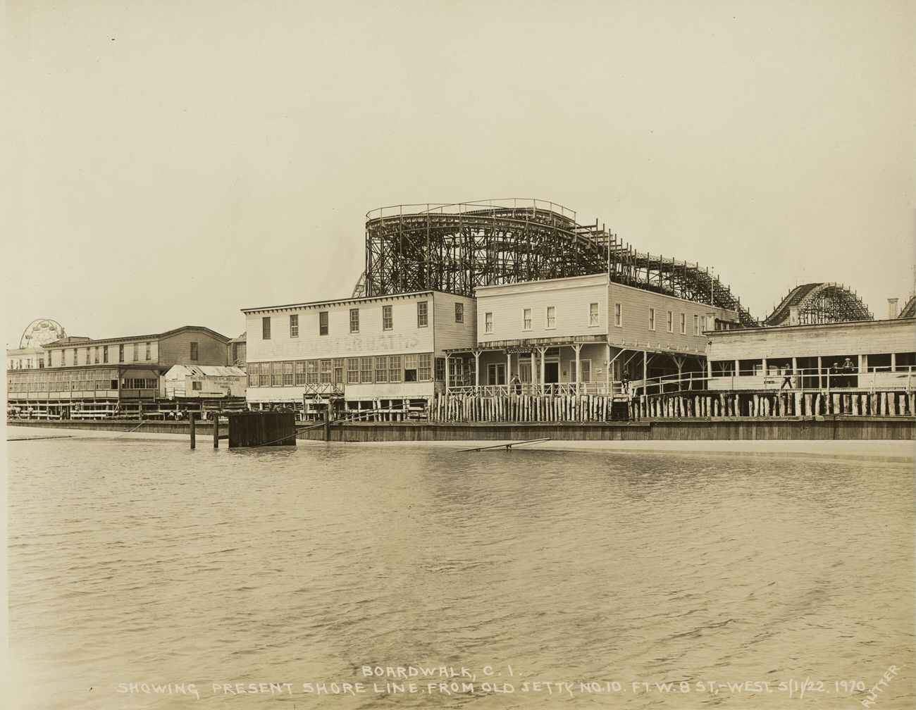 Boardwalk, Coney Island, Showing Present Shore Line, Foot of West Eighth Street, 1922