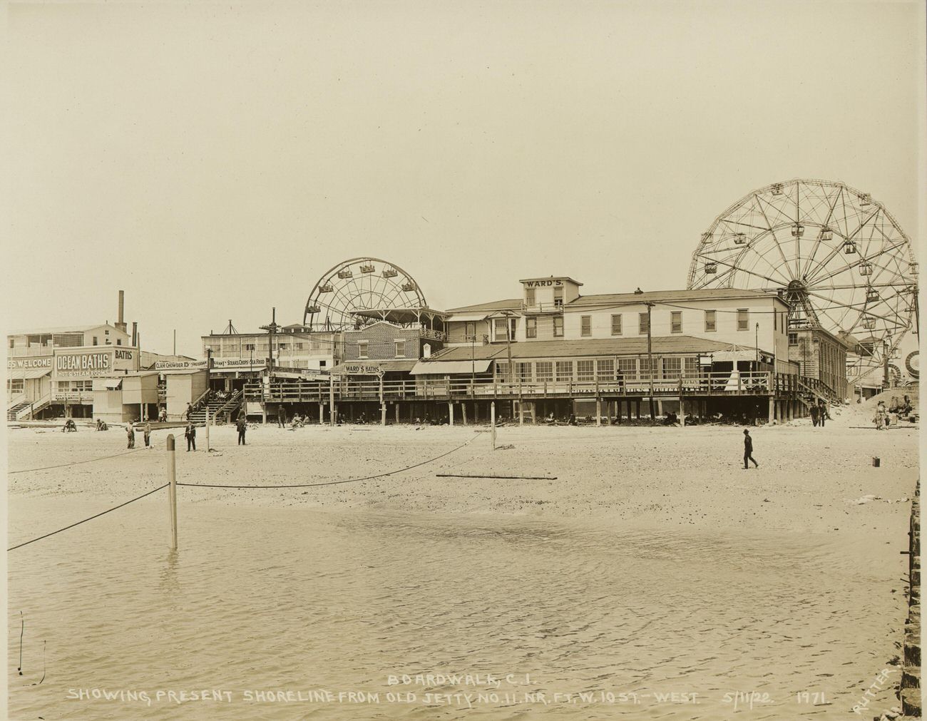 Boardwalk, Coney Island, Showing Present Shore Line, Near Foot of West 10th Street, 1922