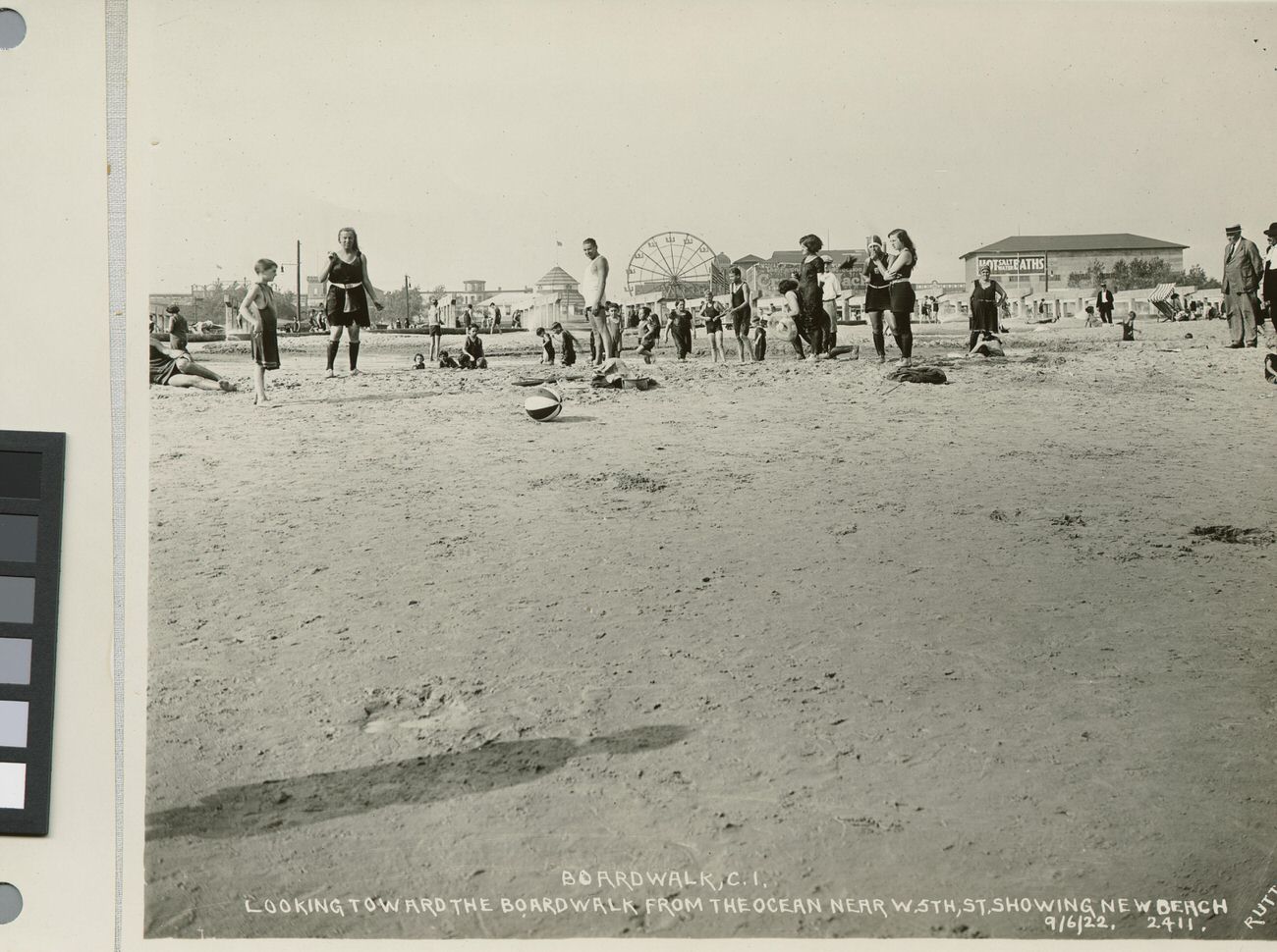 Looking Toward the Boardwalk From Ocean Near West Fifth Street Showing New Beach, 1922