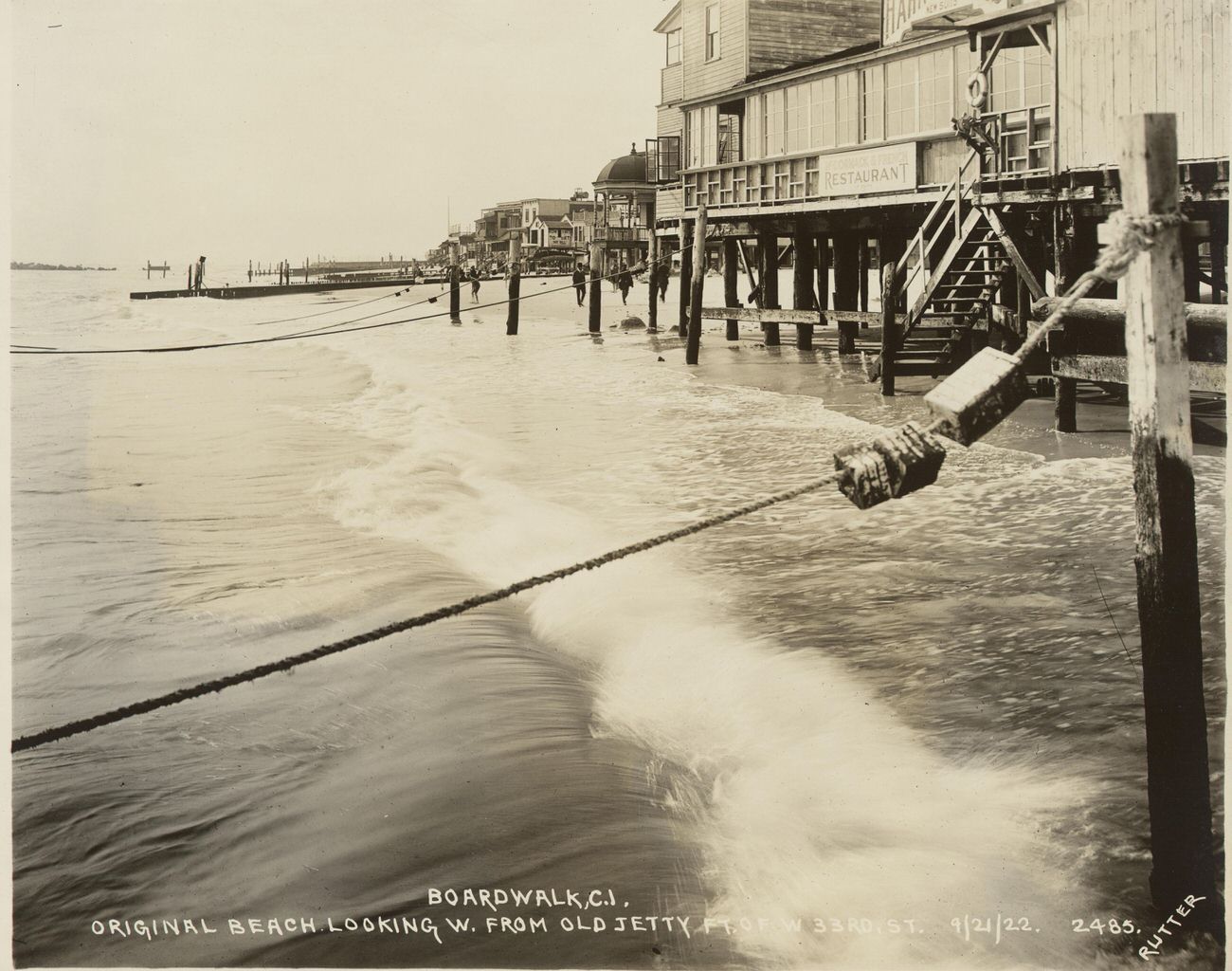 Original Beach Looking West From Old Jetty Foot of West 33th Street, 1922