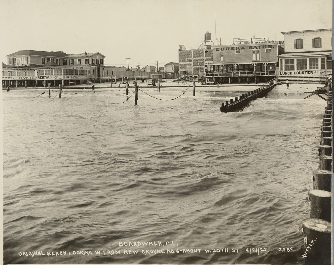 Original Beach Looking West, West 25th Street, 1922