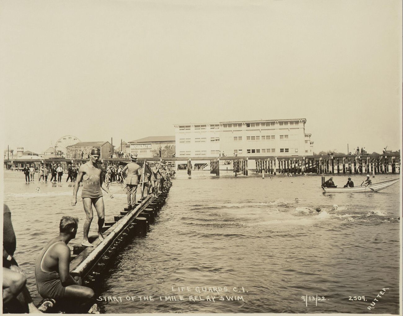 Life Guards at Coney Island, Start of the One Mile Relay Swim, 1922