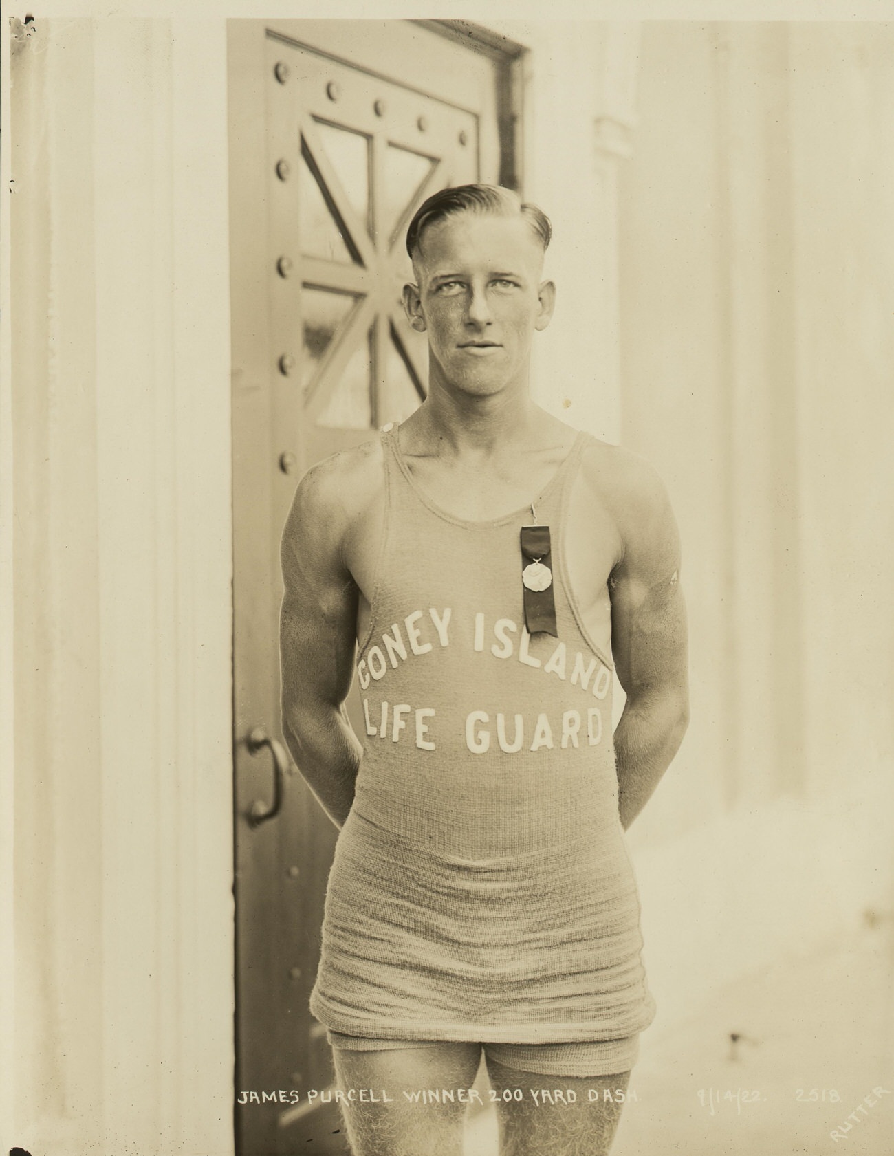 Life Guards at Coney Island, John J. Conlan, Winner of 50 Yard Dash, 1922