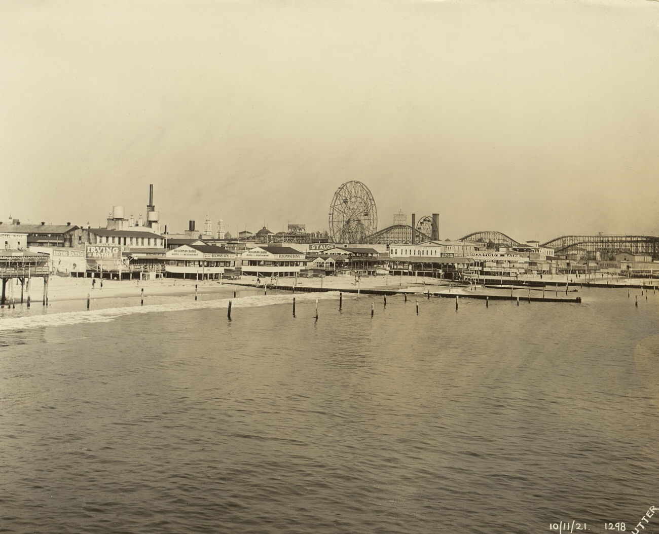 Panoramic View of Coney Island Beach From Steeplechase Pier, 1923