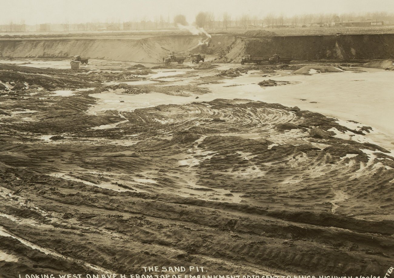 The Sand Pit, Looking West on Avenue H on Top of Embankment Adjacent to Kings Highway, 1924