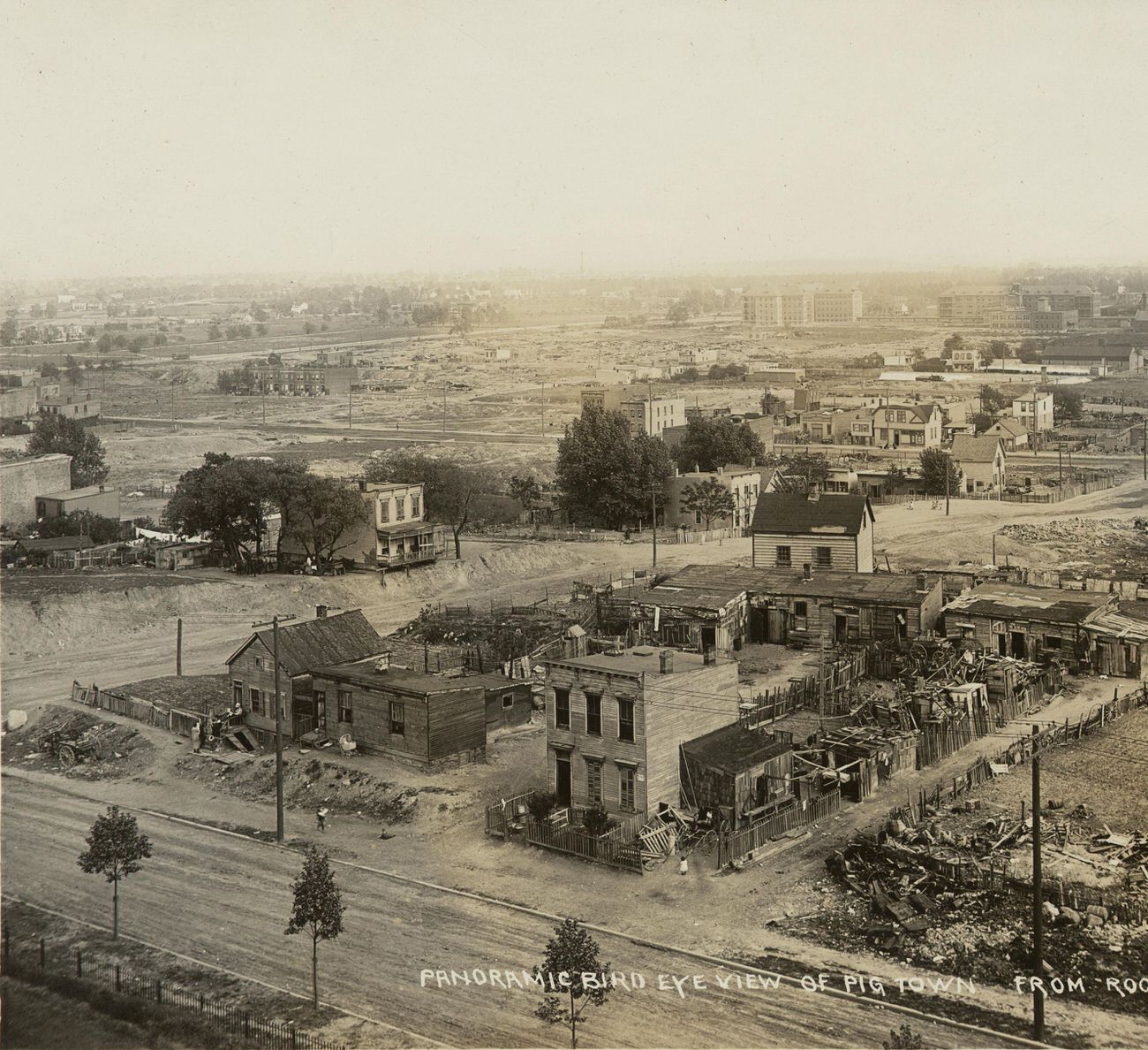 Panoramic Bird’s Eye View of Pigtown From Roof of Peck Memorial Hospitals, 1922