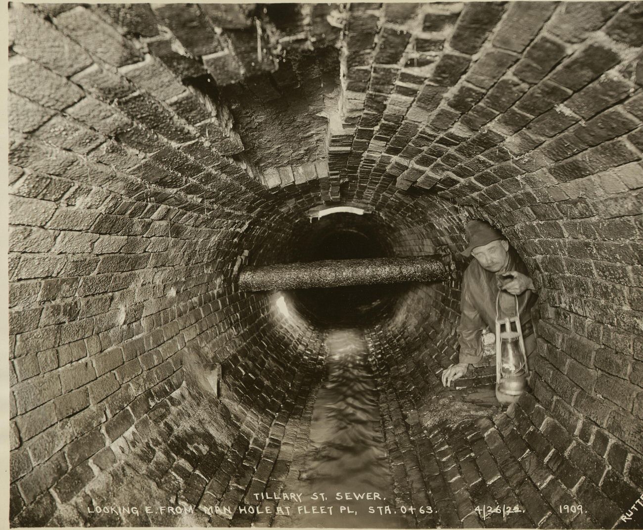 Tillary Street Sewer, Looking East From Manhole, 1922