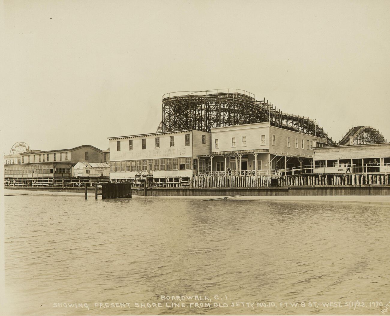 Boardwalk, Coney Island, Showing Present Shore Line, Foot of West Eighth Street, 1922