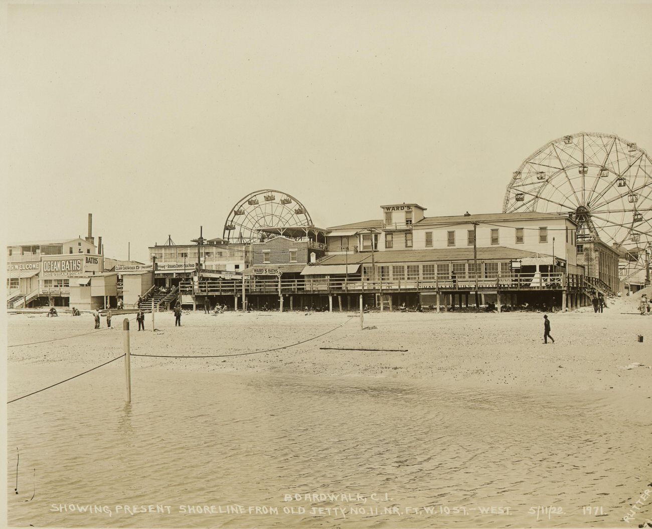 Boardwalk, Coney Island, Showing Present Shore Line, Near Foot of West 10th Street, 1922