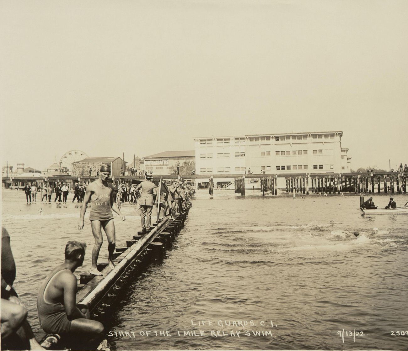 Life Guards at Coney Island, Start of the One Mile Relay Swim, 1922