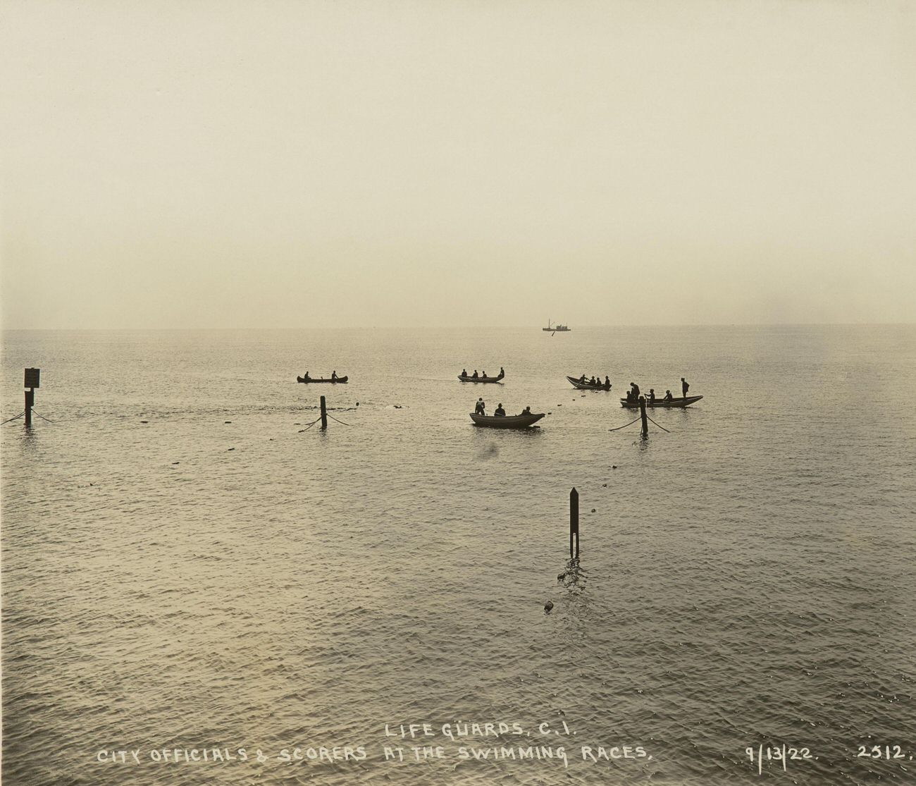 Life Guards at Coney Island, City Officials and Scores at the Swimming Races, 1922