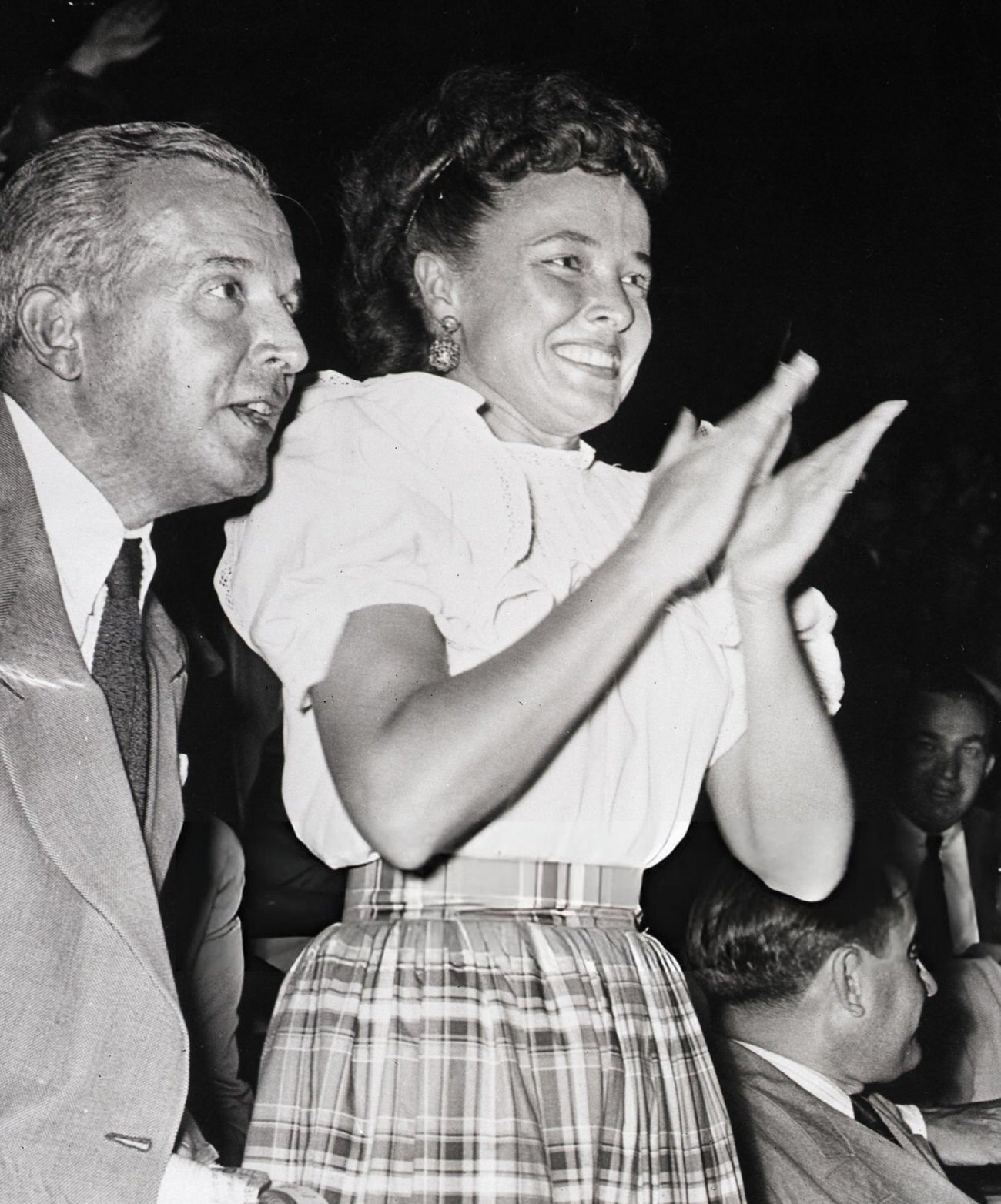 Laraine Day at a baseball game, 1948.