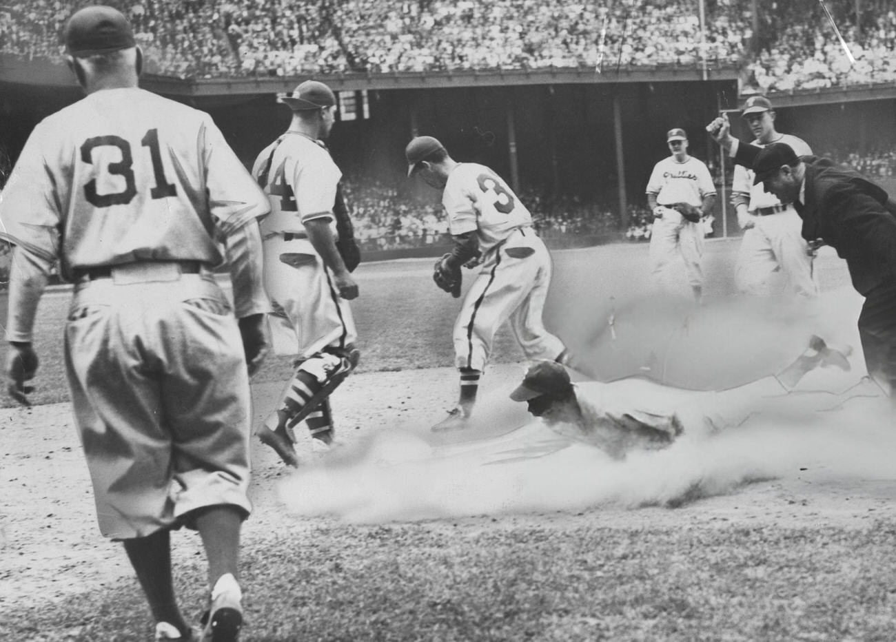 Jackie Robinson called out, 1948.