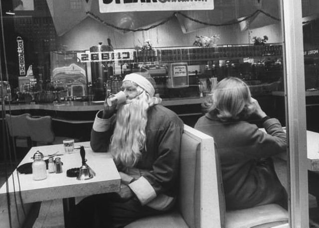 Santa taking a coffee break, 1962.