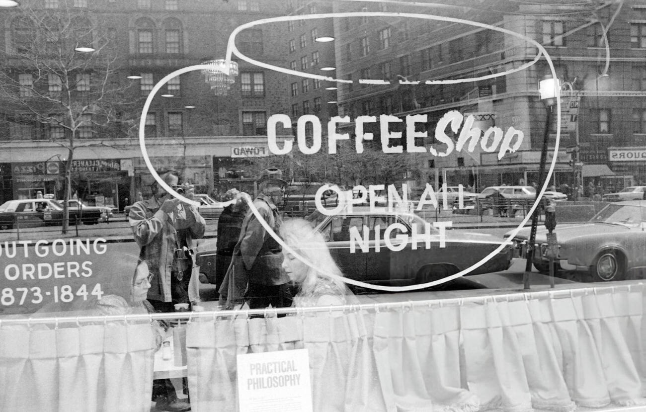 A coffee shop on Broadway, Upper West Side, 1971.