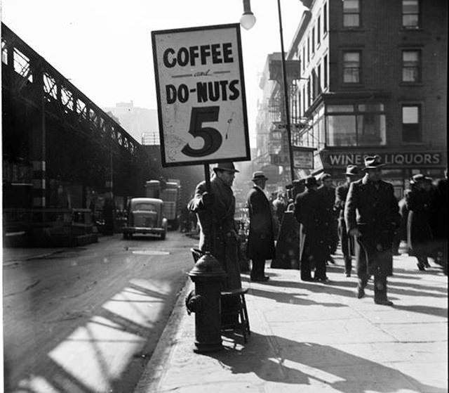 Coffee and donuts on the waterfront, May 1937.