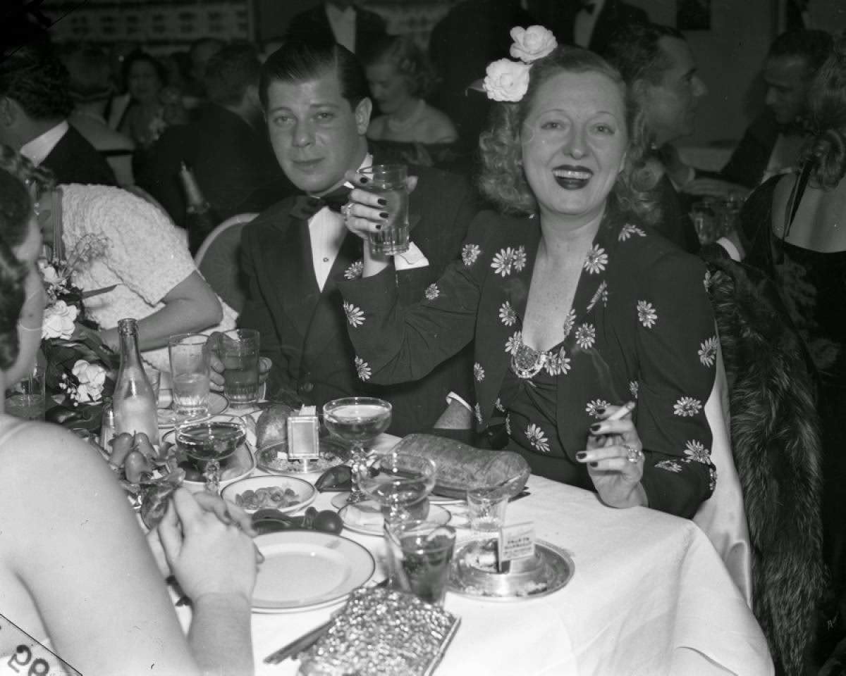 Peggy Joyce and Jack Buckner celebrating New Year's Eve, 1939.