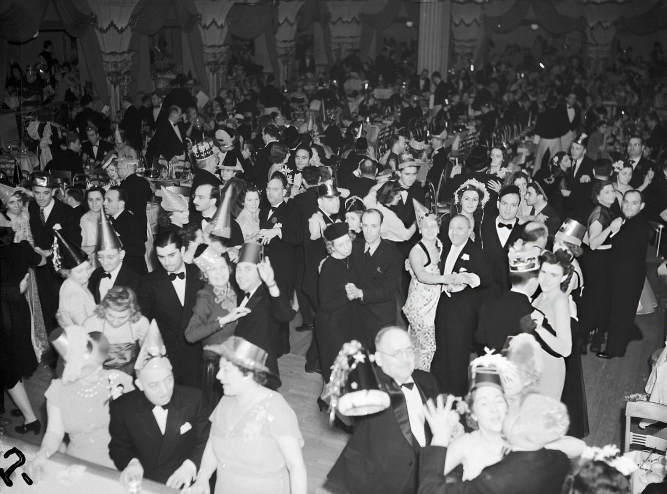 New Year's Eve party at the Diamond Horseshoe, New York City, 1939.