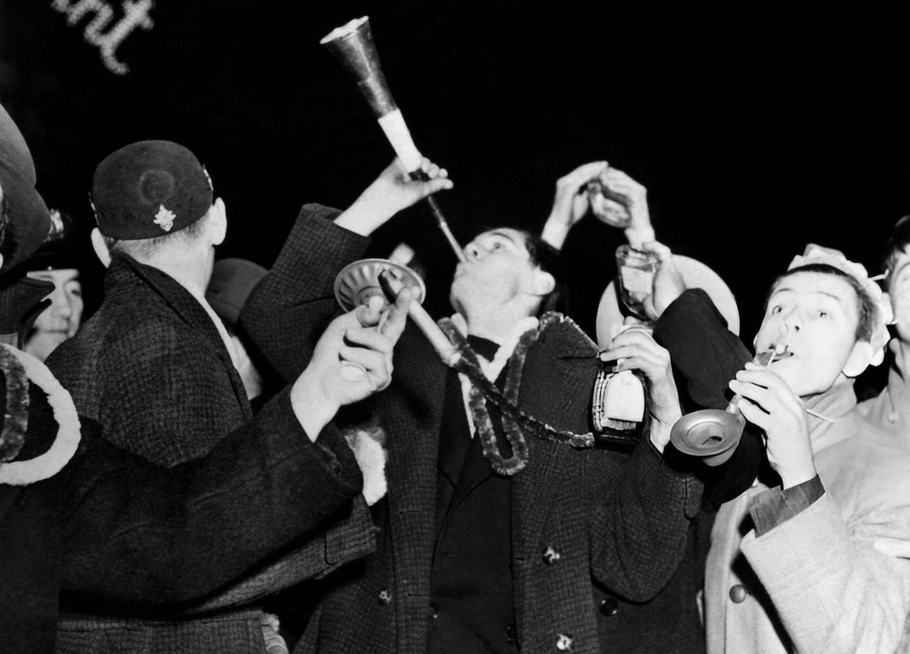 People celebrating New Year's Eve in Times Square, New York City, 1939.