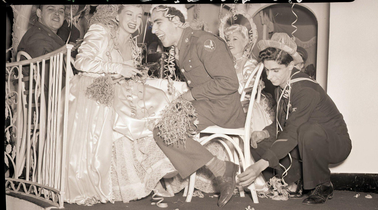 A Navy prank at a New Year's party, New York City, 1941.