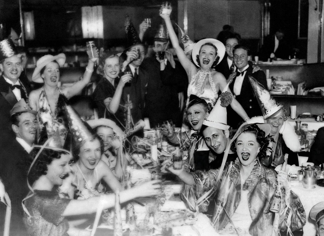 New Year's Eve celebration in New York City, 1945.